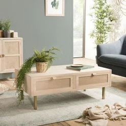 MACABANE ADELE - Table Basse 2 Tiroirs Toile De Jute Pieds Métal Doré - Beige 10 MACABANE ADELE - Table Basse 2 Tiroirs Toile De Jute Pieds Métal Doré - Beige -MACABANE Elegant store 18338987 4