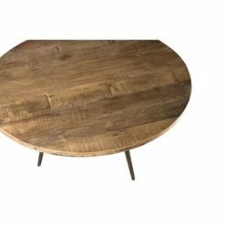 MACABANE ALIDA - Table Basse Ronde Marron 75x75cm Teck Recyclé Pieds Métal - Brun -MACABANE Elegant store 18400601 4