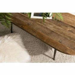 MACABANE ALIDA - Table Basse Marron Ovale Teck Recyclé Pieds Métal - Brun -MACABANE Elegant store 18400604 3