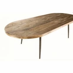 MACABANE ALIDA - Table Basse Marron Ovale Teck Recyclé Pieds Métal - Brun -MACABANE Elegant store 18400604 4