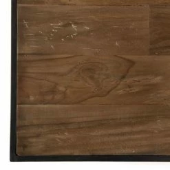 MACABANE ALIDA - Table D'appoint Marron 1 Tiroir 1 étagère Teck Recyclé Et Métal Noir - Brun -MACABANE Elegant store 18400615 5