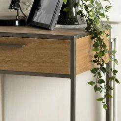 MACABANE CLEMENCE - Chevet 1 Tiroir 1 étagère Bois Teck Et Métal - Naturel -MACABANE Elegant store 18400617 4