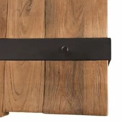 MACABANE ALIDA - Table Basse Rectangulaire 140x70cm Plateau Teck Recyclé Pieds Inclinés Métal Noir - Brun -MACABANE Elegant store 18544704 4