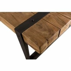 MACABANE ALIDA - Table Basse Rectangulaire 140x70cm Plateau Teck Recyclé Pieds Inclinés Métal Noir - Brun -MACABANE Elegant store 18544704 5