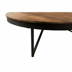 MACABANE ALIDA - Table Basse Ronde Marron 110x110cm Plateau Teck Recyclé Pieds Métal - Brun -MACABANE Elegant store 18544709 4