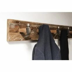 MACABANE ALIDA - Portemanteau Mural Marron 5 Crochets Marteaux Teck Recyclé Et Métal - Brun -MACABANE Elegant store 18544717 4