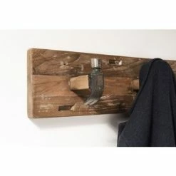 MACABANE ALIDA - Portemanteau Mural Marron 3 Crochets Marteaux Teck Recyclé Et Métal - Brun -MACABANE Elegant store 18544721 3