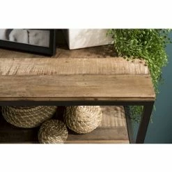 MACABANE ALIDA - Console Marron 4 Niveaux Teck Recyclé Acacia Mahogany Recyclé Et Métal Noir - Brun -MACABANE Elegant store 18544735 3