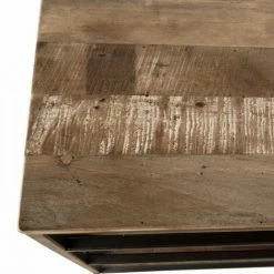 MACABANE ALIDA - Console Marron 4 Niveaux Teck Recyclé Acacia Mahogany Recyclé Et Métal Noir - Brun -MACABANE Elegant store 18544735 5