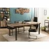 MACABANE ALIDA - Table à Manger Rectangulaire 200x90cm Teck Recyclé Acacia Mahogany Recyclé Pieds Métal Noir - Brun -MACABANE Elegant store 18544743 1