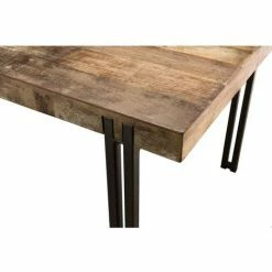 MACABANE ALIDA - Table à Manger Rectangulaire 200x90cm Teck Recyclé Acacia Mahogany Recyclé Pieds Métal Noir - Brun -MACABANE Elegant store 18544743 4