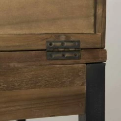 MACABANE ALIDA - Bureau 2 Tiroirs Avec étagères Teck Recyclé Métal Noir - Brun -MACABANE Elegant store 18639388 5