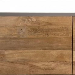 MACABANE MADISON - Meuble TV 2 Portes 1 Tiroir Bois Teck Recyclé Métal Et Pieds Métal Gris Anthracite - Bois Naturel ; Métal Polyuréthane Noir -MACABANE Elegant store 18778408 4