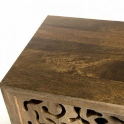 MACABANE IRENE - Buffet Bois Manguier 160x45cm 2 Portes Coulissantes 1 étagère Jaipur - Naturel -MACABANE Elegant store 18969342 5