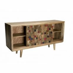 MACABANE IRENE - Buffet Bois Manguier 160x45cm 2 Portes Coulissantes 1 étagère Jodhpur - Naturel -MACABANE Elegant store 18969343 4