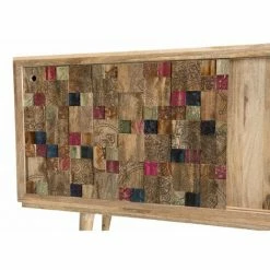 MACABANE IRENE - Buffet Bois Manguier 160x45cm 2 Portes Coulissantes 1 étagère Jodhpur - Naturel -MACABANE Elegant store 18969343 5