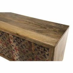 MACABANE IRENE - Console Bois Manguier 160x35cm 2 Portes Coulissantes 1 étagère Bhoutan - Naturel -MACABANE Elegant store 18969347 5