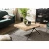MACABANE ROBIN - Table Basse Carrée Bois Manguier Pieds Métal Noir 'COMPAS' - Naturel -MACABANE Elegant store 18969352 1