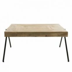 MACABANE ROBIN - Table Basse Carrée Bois Manguier Pieds Métal Noir 'COMPAS' - Naturel -MACABANE Elegant store 18969352 4