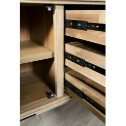 MACABANE AGATHE - Buffet 3 Tiroirs 2 Portes Bois Chêne Et Métal Noir - Chêne Clair Cérusé Et Noir -MACABANE Elegant store 19158747 4