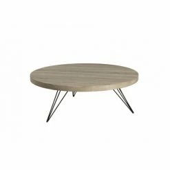 MACABANE FLEUR - Table Basse Ronde 90x90cm Plateau Bois Gris Pieds Métal Scandi Noir - Naturel 7 MACABANE FLEUR - Table Basse Ronde 90x90cm Plateau Bois Gris Pieds Métal Scandi Noir - Naturel -MACABANE Elegant store 19452707 3