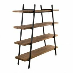 MACABANE ALIDA - Étagère Pyramidale 4 Niveaux Teck Recyclé Métal Noir - Brun -MACABANE Elegant store 19452708 3