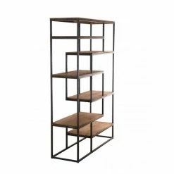 MACABANE ALIDA - Étagère Recto-Verso En Décalé 120x40x180cm Teck Recyclé Métal Noir - Brun 10 MACABANE ALIDA - Étagère Recto-Verso En Décalé 120x40x180cm Teck Recyclé Métal Noir - Brun -MACABANE Elegant store 19452709 4