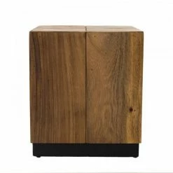 MACABANE SUZY - Table D'appoint Carrée 38x38cm Bois Suar Piètement Noir - Naturel -MACABANE Elegant store 19452712 2