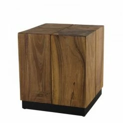 MACABANE SUZY - Table D'appoint Carrée 38x38cm Bois Suar Piètement Noir - Naturel -MACABANE Elegant store 19452712 4