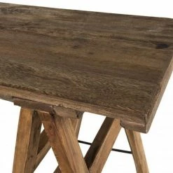 MACABANE NOLAN - Console Tréteaux Marron 140x38cm En Bois Recyclé - Esprit Brocante - Bois Naturel -MACABANE Elegant store 19685012 3