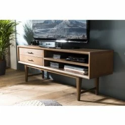 MACABANE LAURE - Meuble TV Marron 2 Tiroirs 2 Niches Bois Mindi - Noyer 10 MACABANE LAURE - Meuble TV Marron 2 Tiroirs 2 Niches Bois Mindi - Noyer -MACABANE Elegant store 19685045 4