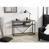 MACABANE LEANDRE - Console Noire Rectangulaire Avec Tablette Bois Acacia Et Acier Noir - Multicouleurs Vieillies -MACABANE Elegant store 20036980 1