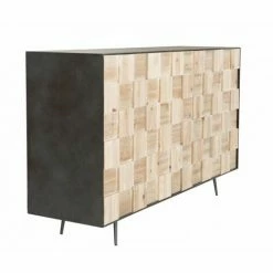 MACABANE CLEMENCE - Buffet 4 Portes Bois Sapin Et Pieds Métal - Naturel -MACABANE Elegant store 20249069 5