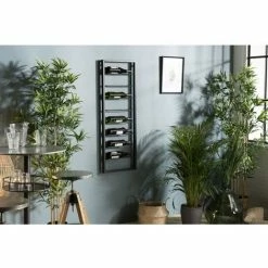 MACABANE HABY - Étagère Range-bouteilles Droit 8 Niveaux 8 Bouteilles Métal Noir - Noir