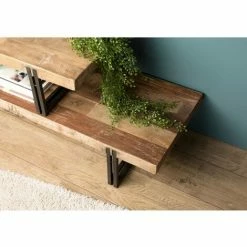 MACABANE ALIDA - Meuble TV Marron 2 Niveaux Teck Recyclé Acacia Mahogany Recyclé Et Métal Noir - Brun -MACABANE Elegant store 22925365 3