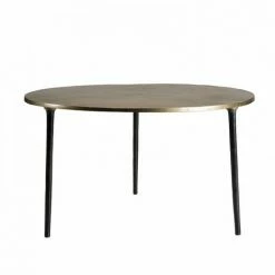 MACABANE JONAS - Table Basse Ronde 80x80cm Plateau Aluminium Doré Pieds Noirs - Doré -MACABANE Elegant store 24338061 4