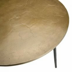 MACABANE JONAS - Table Basse Ronde 80x80cm Plateau Aluminium Doré Pieds Noirs - Doré -MACABANE Elegant store 24338061 5