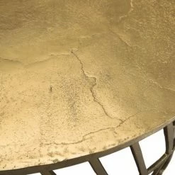 MACABANE JONAS - Table Basse Ronde 89x89cm Aluminium Doré Piètement Graphique - Doré -MACABANE Elegant store 24338067 3