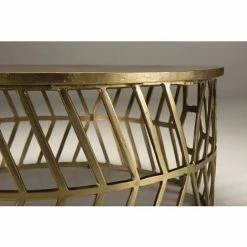 MACABANE JONAS - Table Basse Ronde 89x89cm Aluminium Doré Piètement Graphique - Doré -MACABANE Elegant store 24338067 4