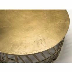 MACABANE JONAS - Table Basse Ronde 89x89cm Aluminium Doré Piètement Graphique - Doré -MACABANE Elegant store 24338067 5