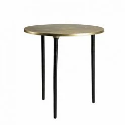 MACABANE JONAS - Table D'appoint Ronde 51x51cm Plateau Aluminium Doré Pieds Noirs - Doré -MACABANE Elegant store 24338087 4
