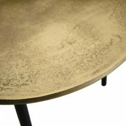 MACABANE JONAS - Table D'appoint Ronde 51x51cm Plateau Aluminium Doré Pieds Noirs - Doré -MACABANE Elegant store 24338087 5