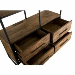 MACABANE ALIDA - Étagère Marron 4 Niveaux 4 Tiroirs Teck Recyclé Et Métal Noir - Brun -MACABANE Elegant store 24496008 4