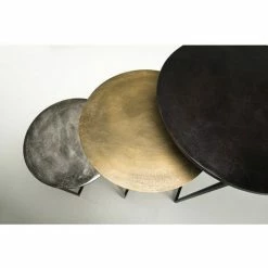 MACABANE JONAS - Set De 3 Tables Gigognes Rondes Aluminium Noir Doré Argenté - Pieds Métal Noir - Noir / Doré / Argenté -MACABANE Elegant store 26439177 4