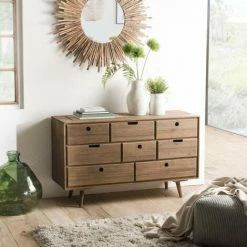 MACABANE ANDREW - Commode Scandi Bois Marron 8 Tiroirs Sapin - Cannelle Vieillie -MACABANE Elegant store 27206561 3