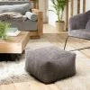 MACABANE ALBANE - Pouf Carré 57x57cm Tissu Velours Côtelé Gris Anthracite - Gris Anthracite -MACABANE Elegant store 27206565 1