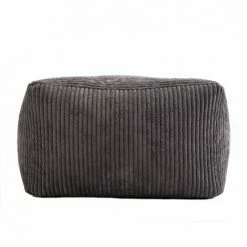 MACABANE ALBANE - Pouf Carré 57x57cm Tissu Velours Côtelé Gris Anthracite - Gris Anthracite -MACABANE Elegant store 27206565 5