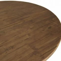 MACABANE ALIDA - Table Basse Coque Ronde 120x120cm Double Plateau Teck Recyclé Métal Blanc - Brun -MACABANE Elegant store 27206573 3