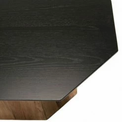 MACABANE ANDREA - Table Basse Octogonale Bois Pin Recyclé Plateau Noir Piétement Naturel - Brun -MACABANE Elegant store 27206580 3