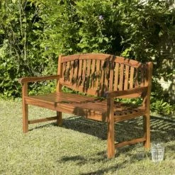 MACABANE HANNA - Banc De Jardin Ovale En Bois Teck Huilé